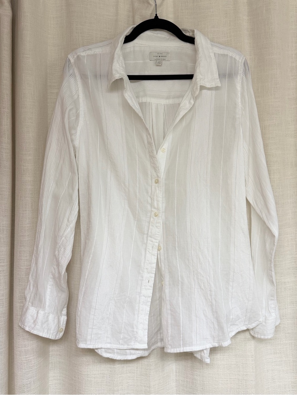 Lucky Brand White Textured Button-Down Shirt